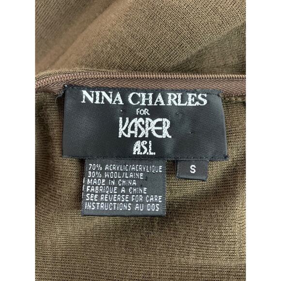 Small Nina Charles for Kasper ASL Wool Blend Sweater Dress 1990s Vintage - Picture 8 of 8